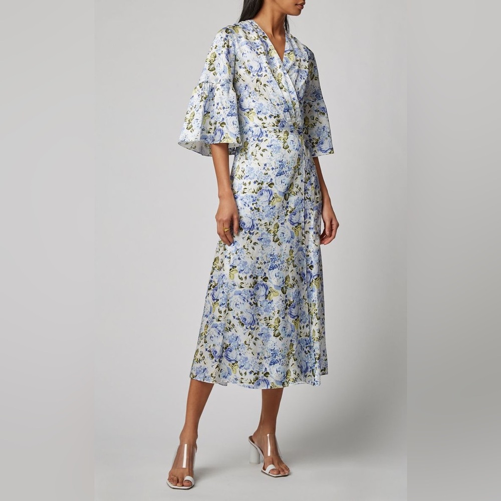 Les Reveries Petal Sleeve Silk Dress